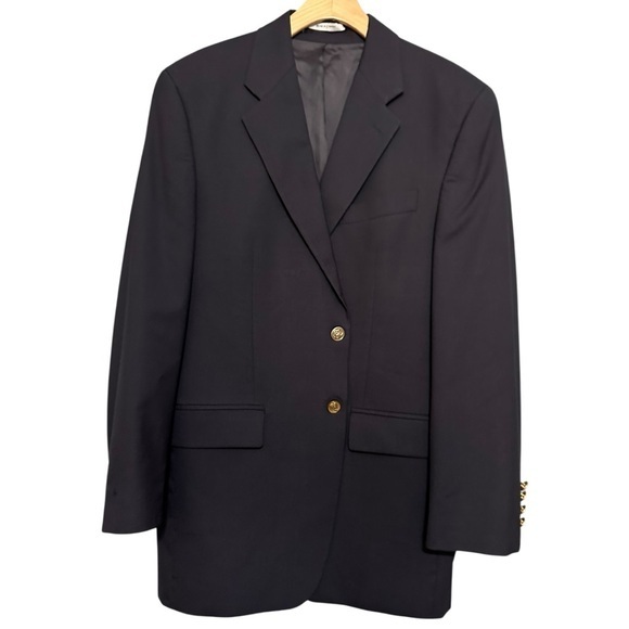 Wallach’s Hart Schaffner Marx Vintage 42L Navy Blue Textured Sports Coat Blazer